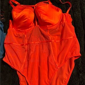 torrid Red Satin & Lace Bustier Bodysuit
